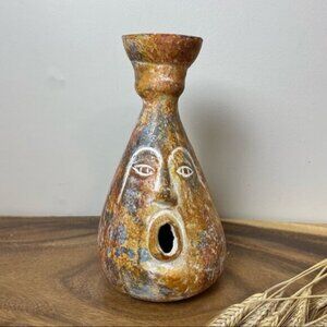 Vintage Mexican Folk Art Sculpture, Face Open Mouth